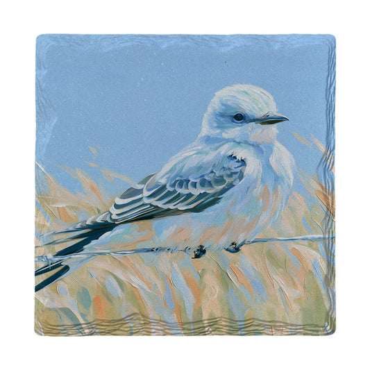 Soft Blue Songbird | Ceramic Drink Coaster