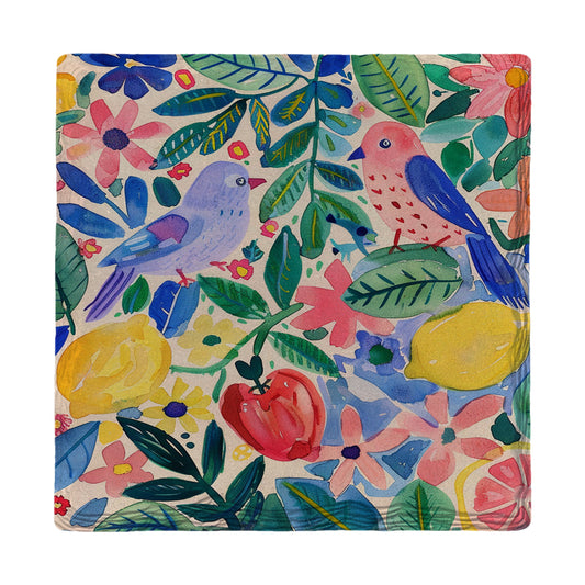 Colorful Birds and Florals | Ceramic Drink Coaster