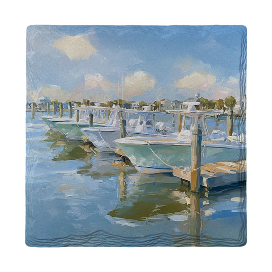 Sunny Marina Morning | Ceramic Drink Coaster