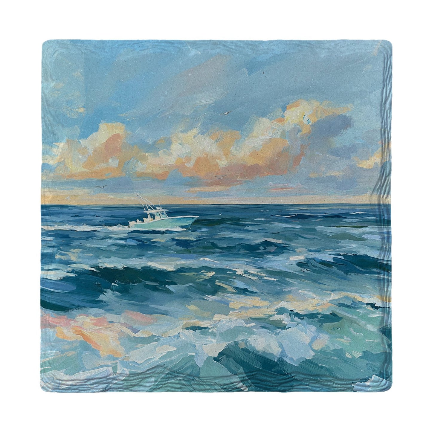 Boat on Open Waters | Ceramic Drink Coaster