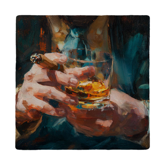 Whiskey and Cigar Evening | Ceramic Drink Coaster