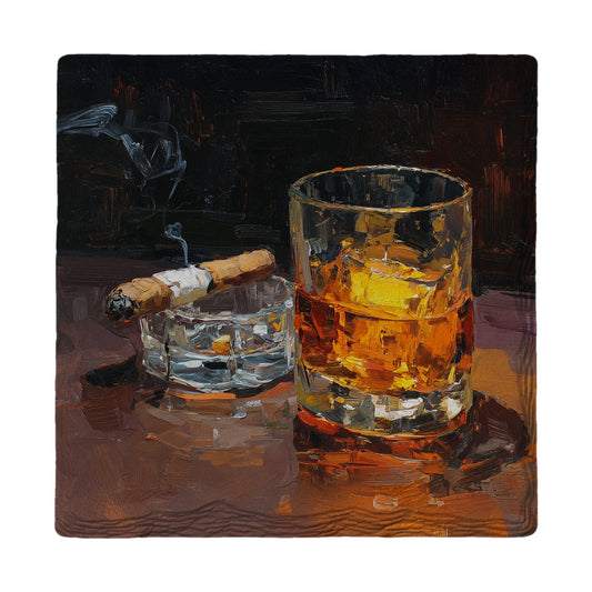 Nightcap and Cigar | Ceramic Drink Coaster