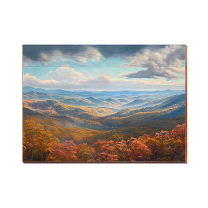 Blue Ridge Fall Mountains | Wall Art Print on Real Wood