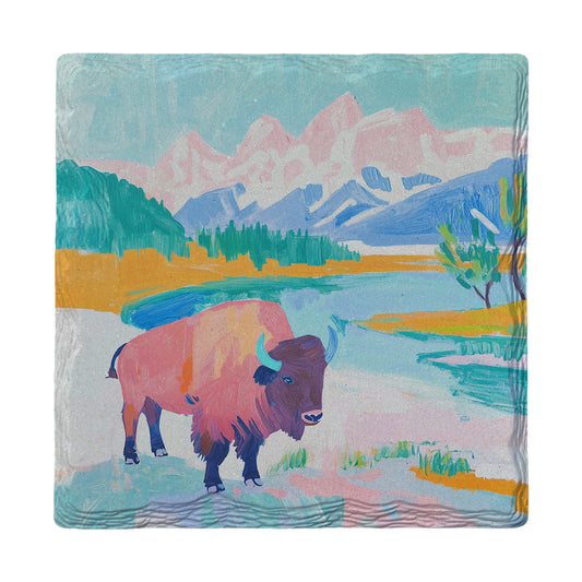 Pastel Buffalo | Ceramic Drink Coaster