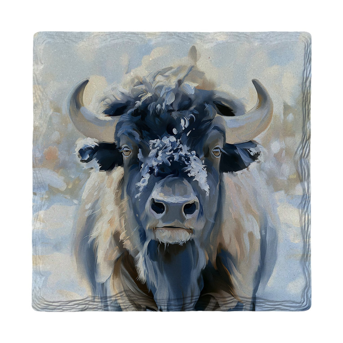 Snow Dusted Bison | Ceramic Drink Coaster