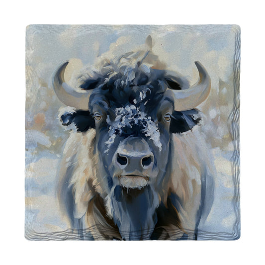 Snow Dusted Bison | Ceramic Drink Coaster