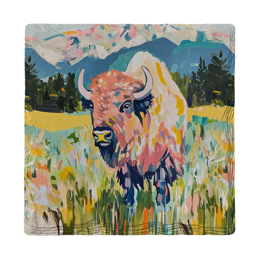 Colorful Buffalo | Ceramic Drink Coaster