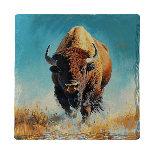 Bison In Action | Ceramic Drink Coaster