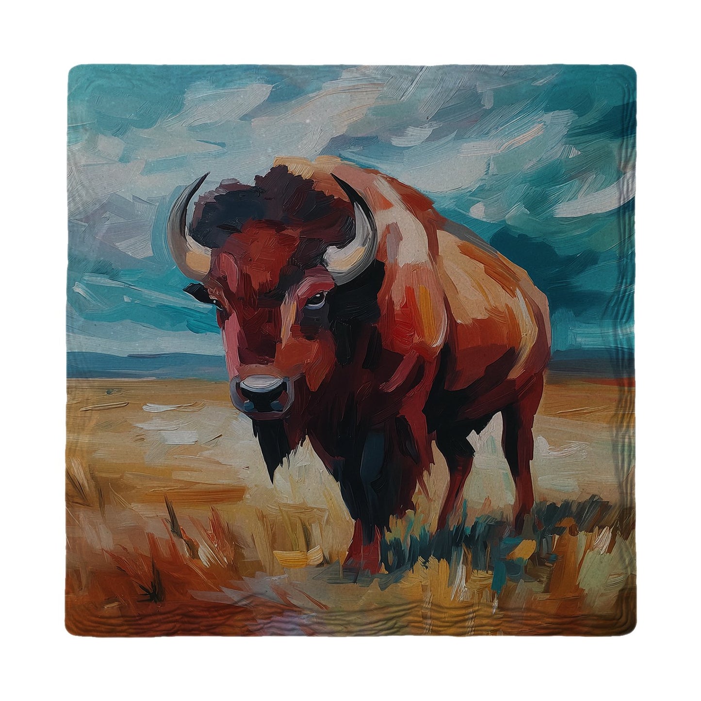 Prairie Buffalo Portrait | Ceramic Drink Coaster