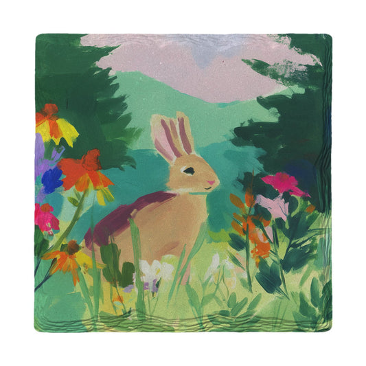 Wildflower Meadow Bunny | Ceramic Drink Coaster
