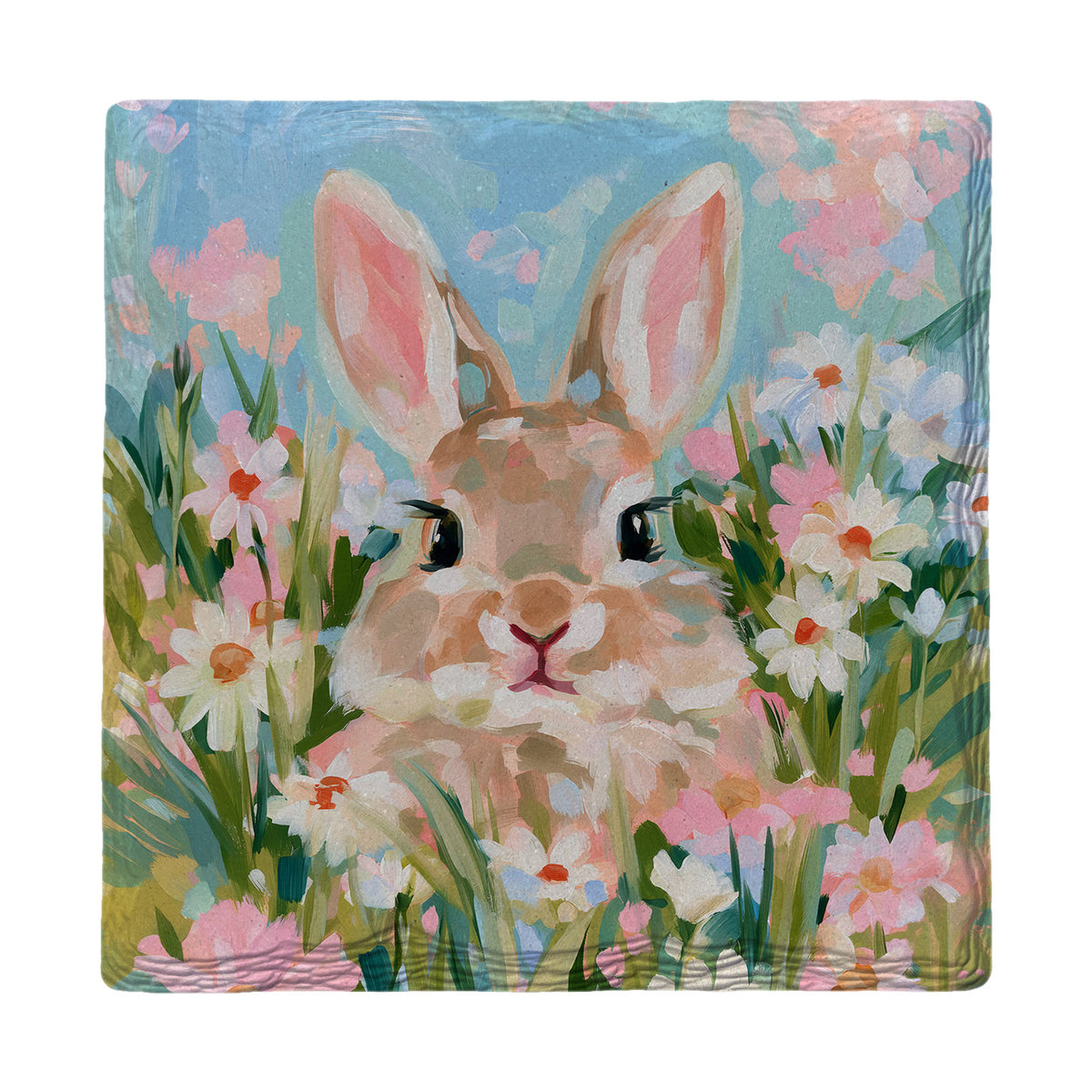 Daisy Meadow Bunny absorbent ceramic drink coaster
