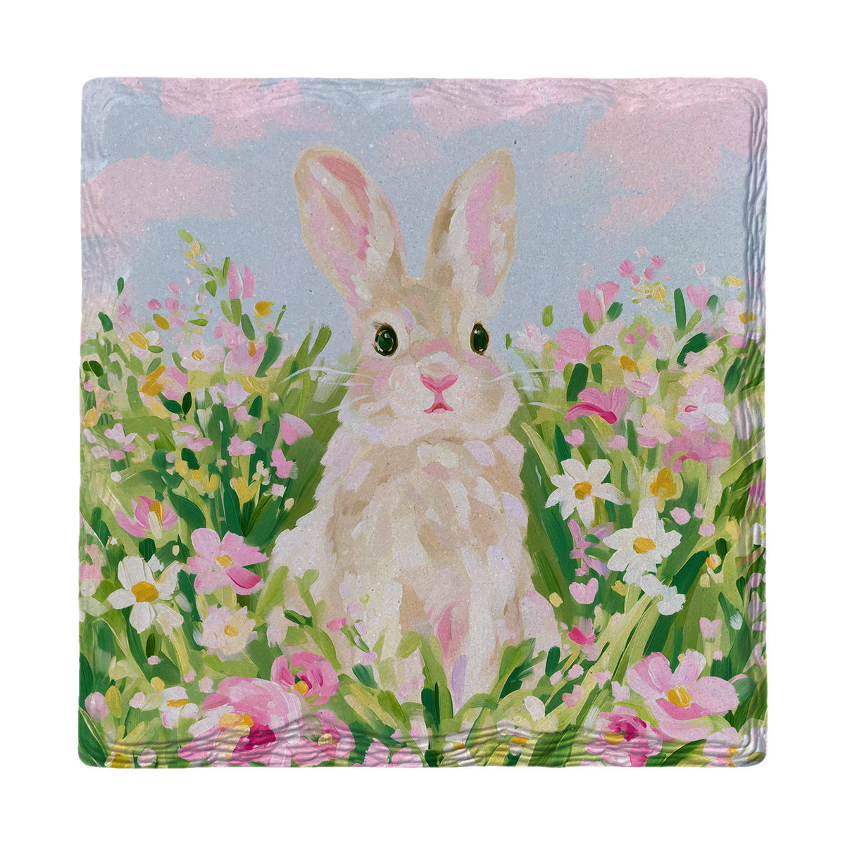 Wildflower Bunny absorbent ceramic drink coaster