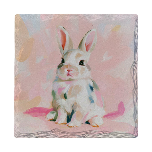 Painted Pastel Bunny | Absorbent Ceramic Drink Coaster