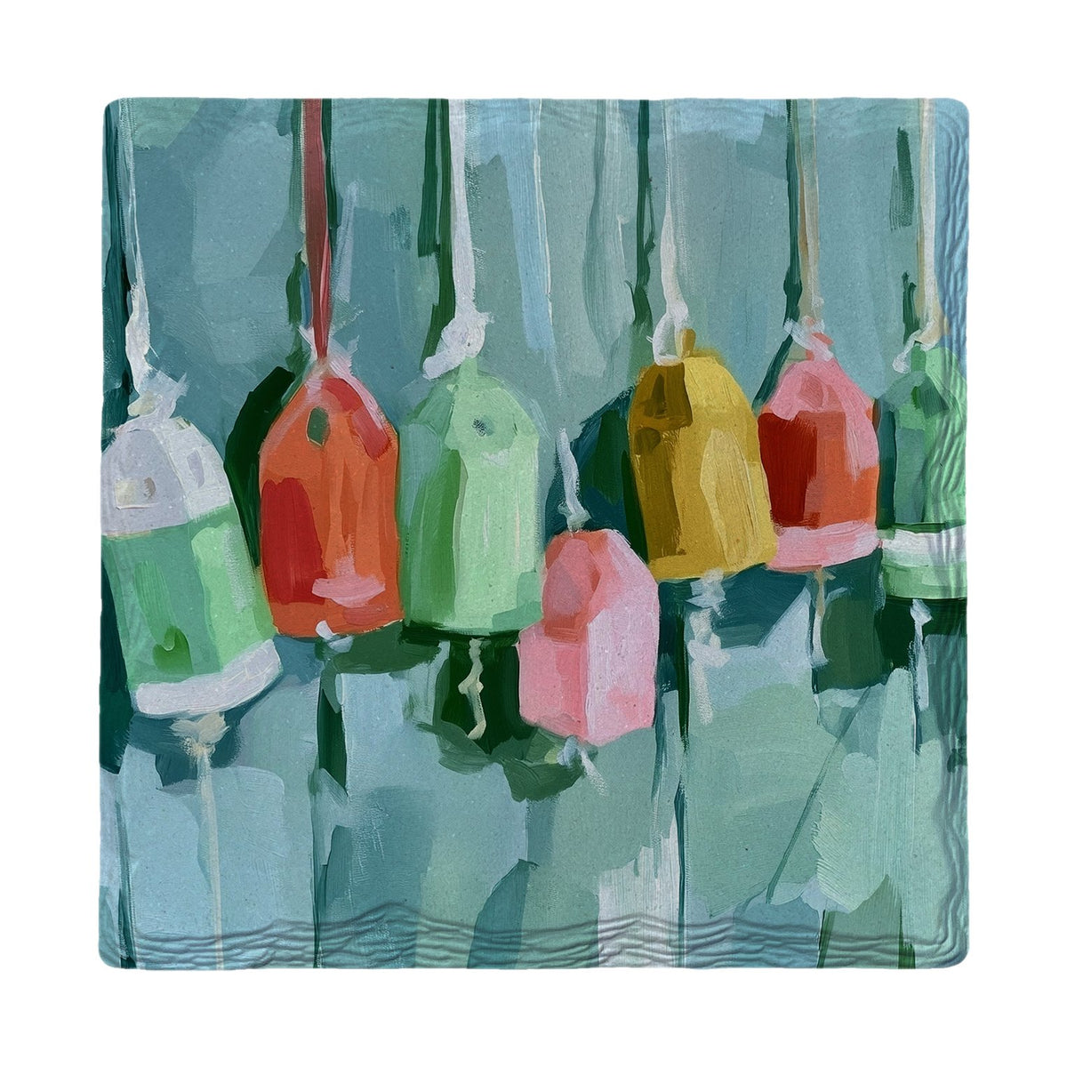 Colorful Buoy Lineup | Ceramic Drink Coaster