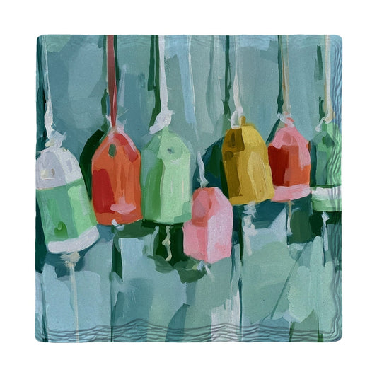 Colorful Buoy Lineup | Ceramic Drink Coaster