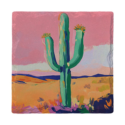 Pink Sky Cactus | Drink Coaster