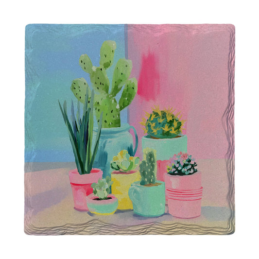 Happy Little Cacti | Ceramic Drink Coaster