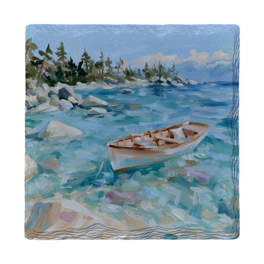 Crystal Cove Rowboat | Ceramic Drink Coaster