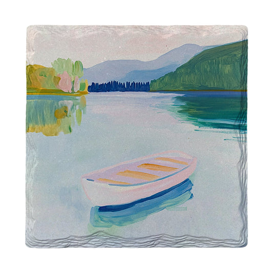 Quiet Lake Rowboat | Ceramic Drink Coaster