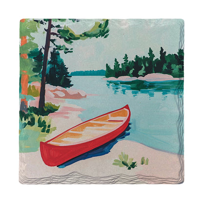 Pastel Canoe Lake | Ceramic Drink Coaster