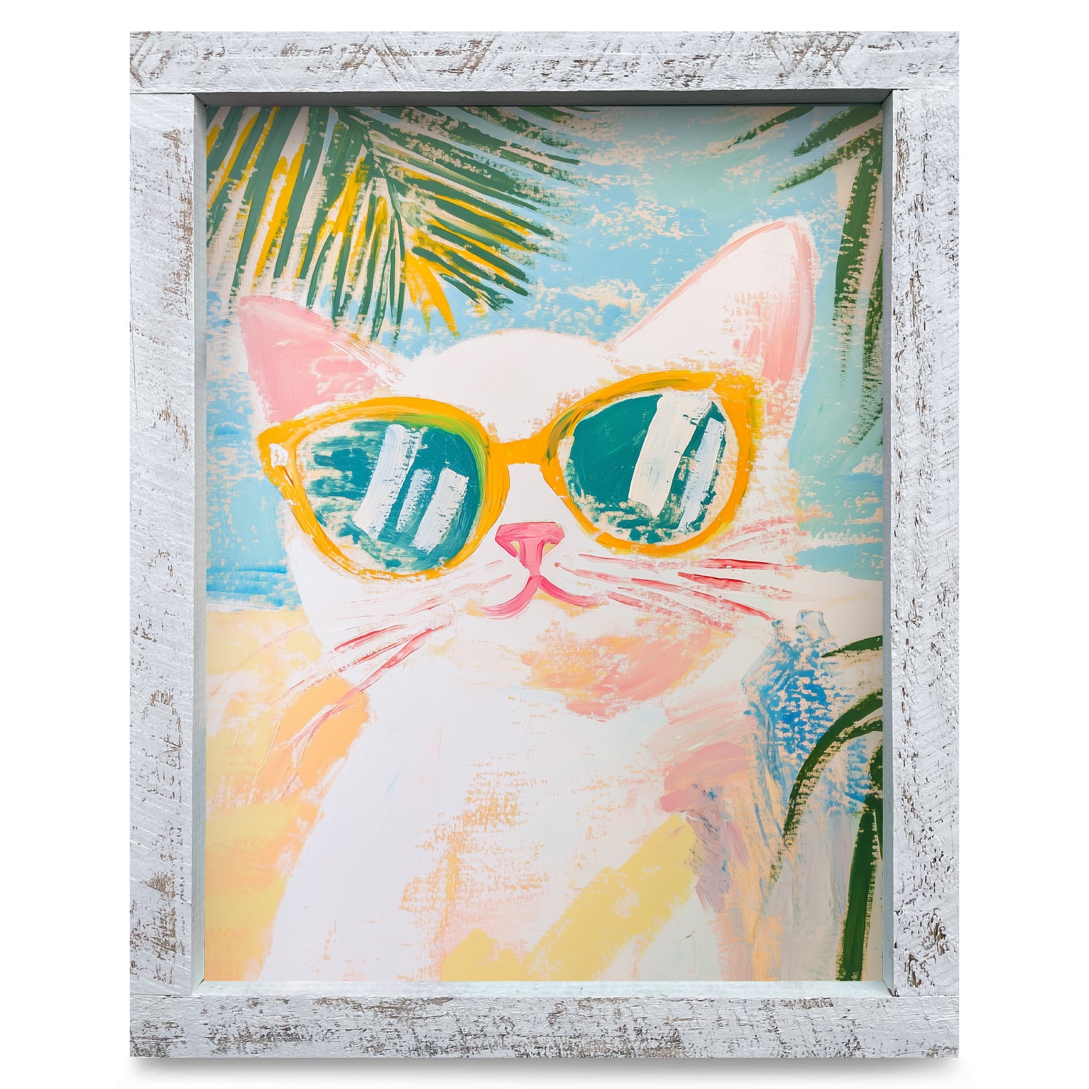 Beach Cat | Real Wood Framed Wall Art Print – Mill Wood Art Wholesale