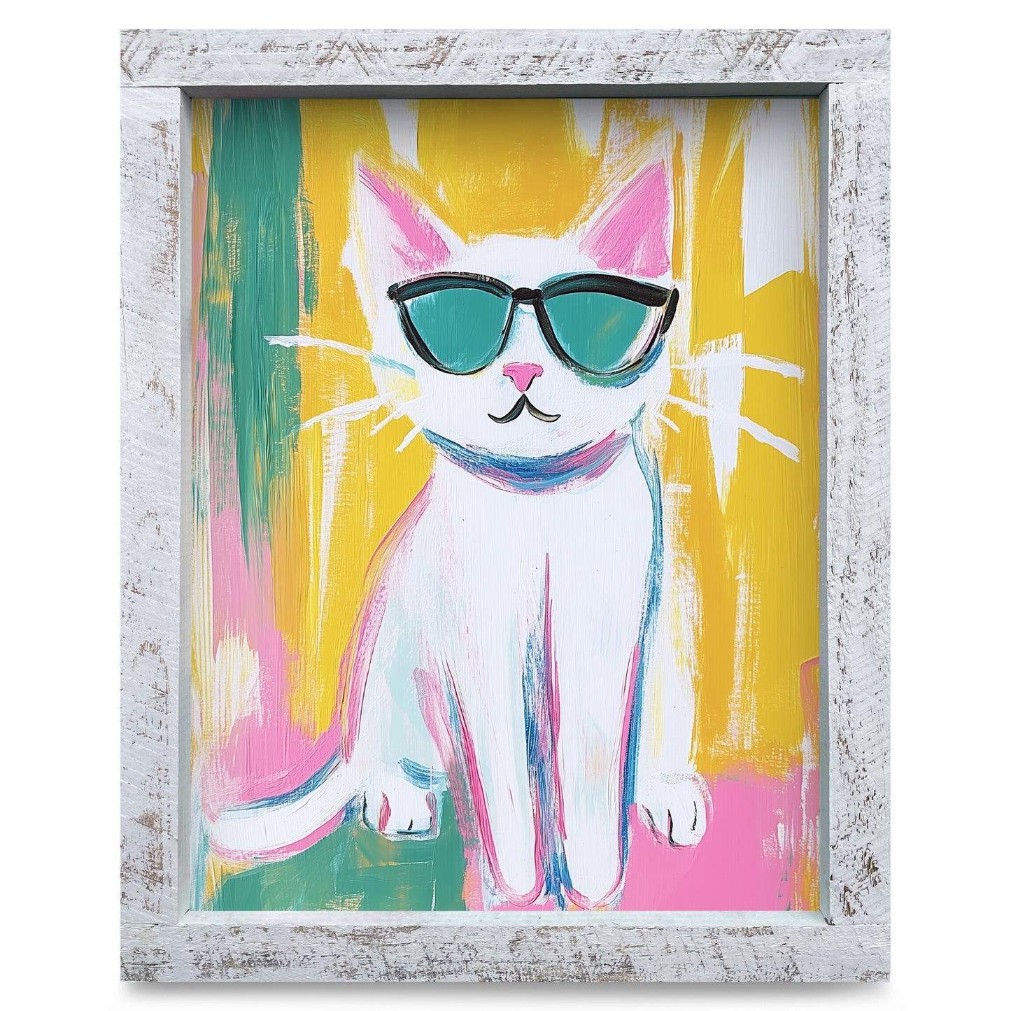 Cool Cat | Real Wood Framed Wall Art Print