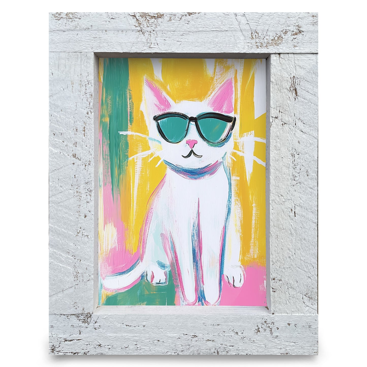 Cool Cat | Real Wood Framed Wall Art Print