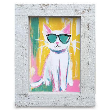 Cool Cat | Real Wood Framed Wall Art Print