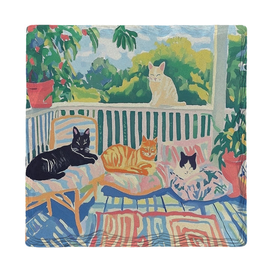 Cute Porch Cats | Ceramic Drink Coaster