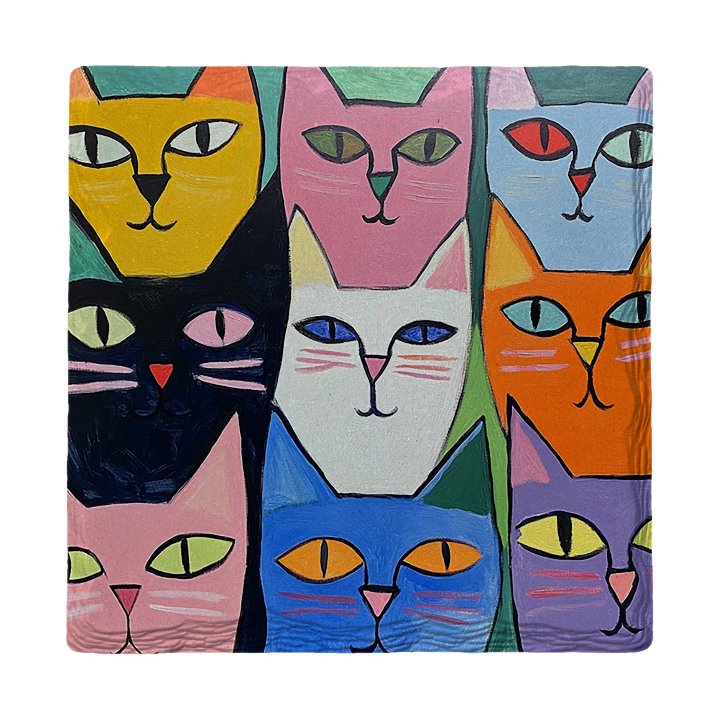 Colorful Cat Smiles | Drink Coaster