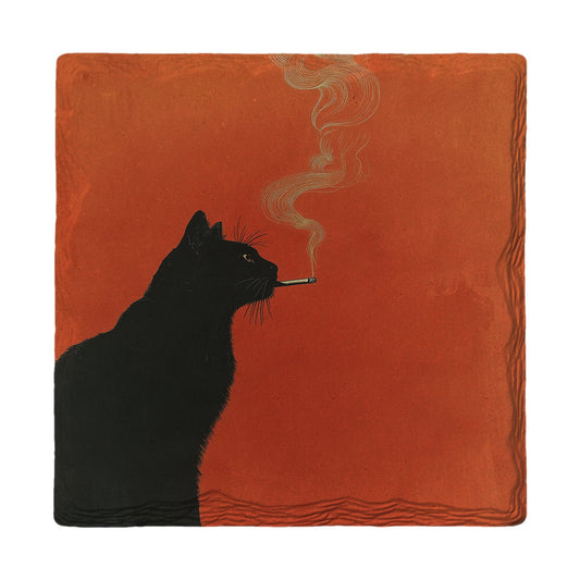 Vintage Noir Cat | Ceramic Drink Coaster