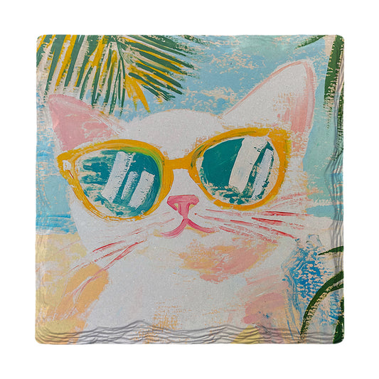 Beach Cat | Ceramic Drink Coaster