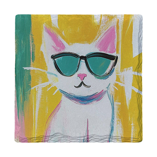Cool Cat Sunglasses | Ceramic Drink Coaster