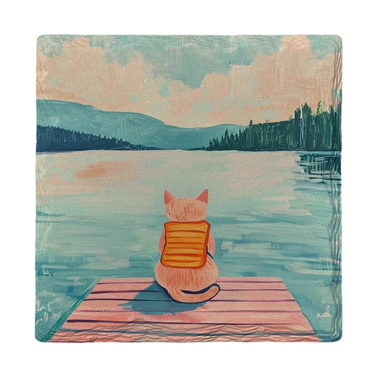 Cat Lake Daydreams | Ceramic Drink Coaster