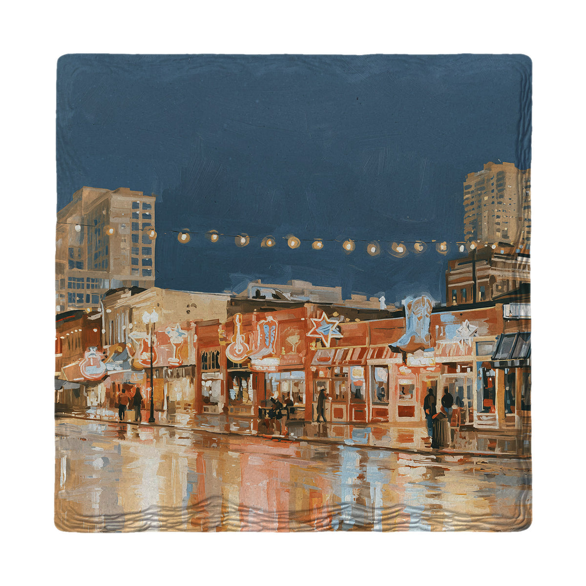 Neon Night On Broadway absorbent ceramic drink coaster