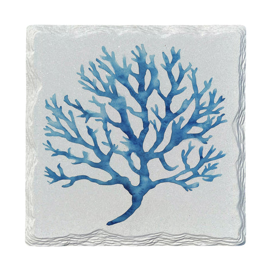 Watercolor Blue Coral | Ceramic Drink Coaster