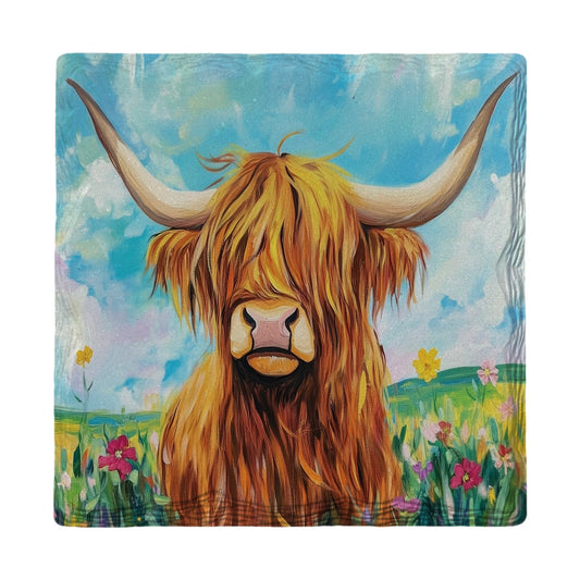 Sunny Meadow Highland Cow | Ceramic Drink Coaster
