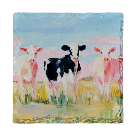 Pasture Cow Trio | Ceramic Drink Coaster