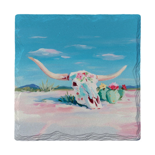 Desert Longhorn Skull | Ceramic Drink Coaster