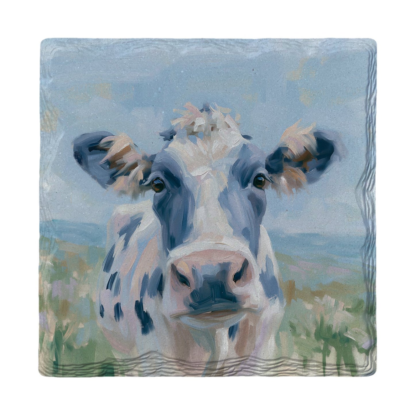 Blue Meadow Cow | Ceramic Drink Coaster