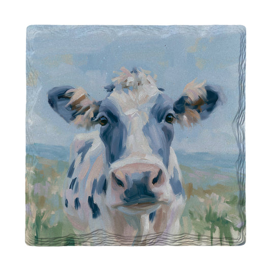 Blue Meadow Cow | Ceramic Drink Coaster