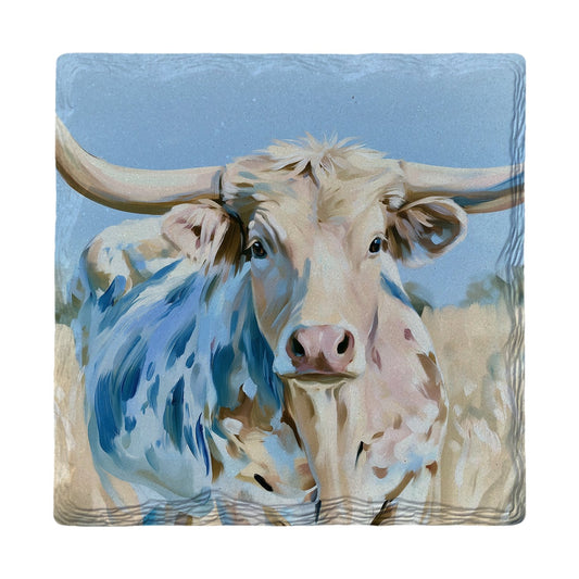 Gentle Longhorn Gaze | Ceramic Drink Coaster