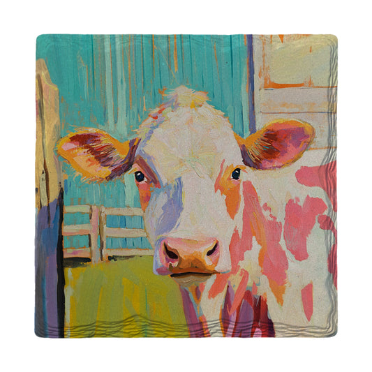 Cow Portrait | Ceramic Drink Coaster