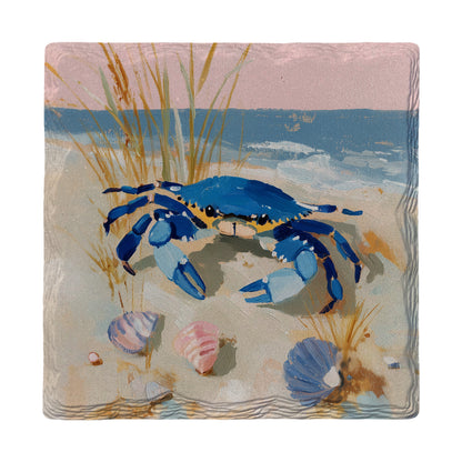Blue Crab Pink Sky | Ceramic Drink Coaster