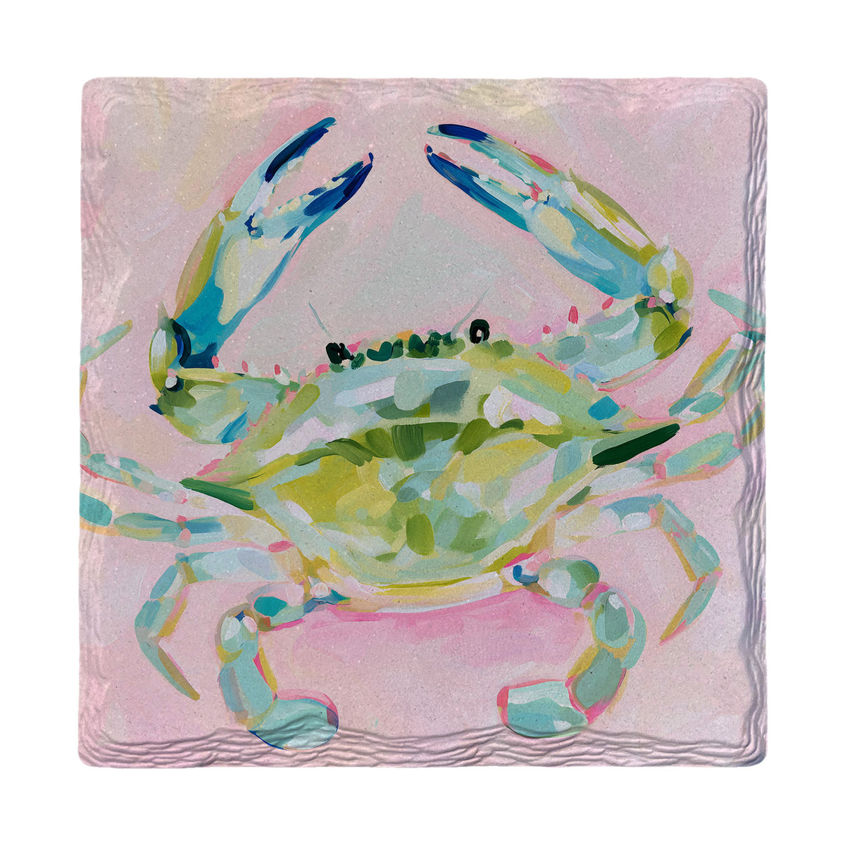 Spring Green Blue Crab absorbent ceramic drink coaster