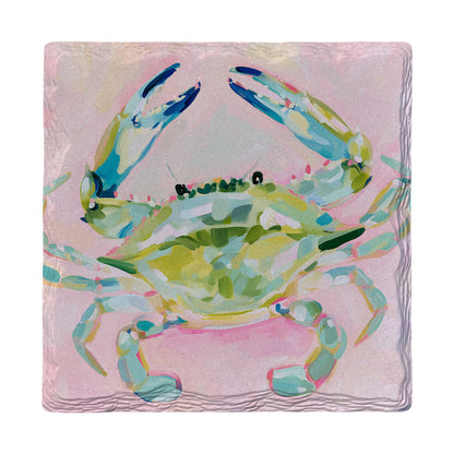 Spring Green Blue Crab absorbent ceramic drink coaster