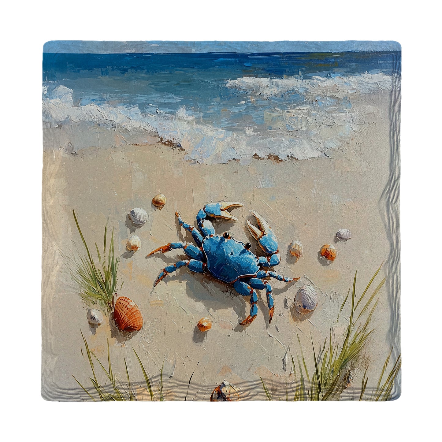 Blue Crab Beach Waves | Ceramic Drink Coaster
