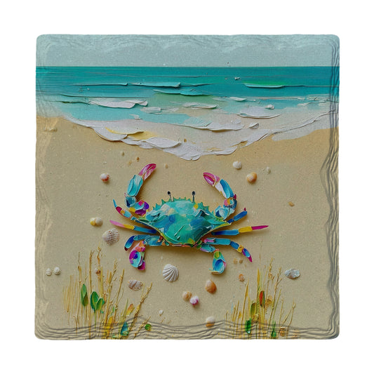 Colorful Textured Crab | Ceramic Drink Coaster
