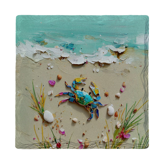 Bright Crab On The Move | Ceramic Drink Coaster