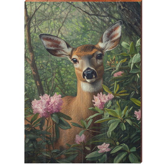 Pretty Deer Portrait | Wall Art Print on Real Wood